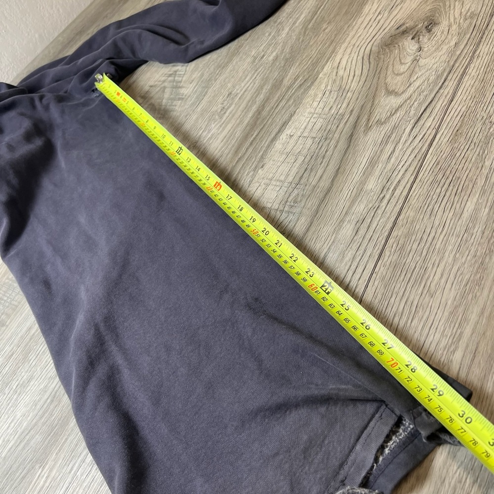 Brandy Melville Sweatpants Womens One Size Charcoal Gray Wide Leg Distressed - Picture 10 of 12